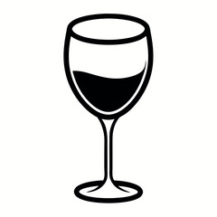 Minimal black line art vector of a wine glass. Ideal for beverage menus, bars, restaurants, wine tasting events, hospitality branding, and elegant drink-related designs.