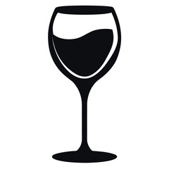 Minimal black silhouette vector of a wine glass on white background. Perfect for beverage branding, restaurant menus, bar icons, party themes, and elegant lifestyle designs.