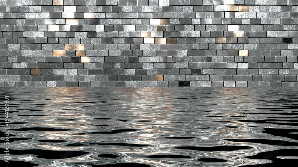 Poster abstract silver technology background with horizontal lines and blocks. digital network design symbo