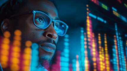Investor reviewing digital chart online