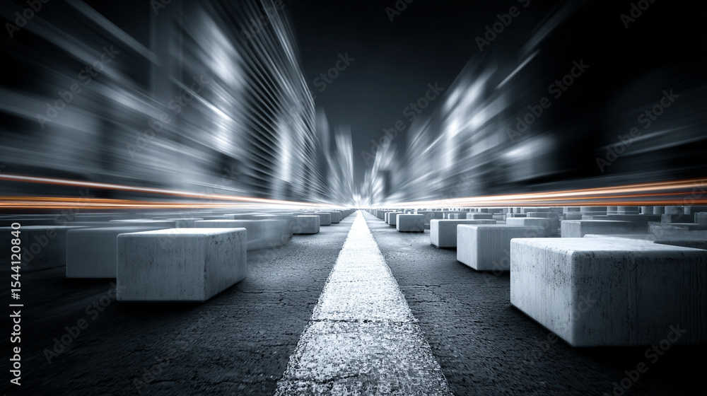 Poster abstract silver technology background with horizontal lines and blocks. digital network design symbo