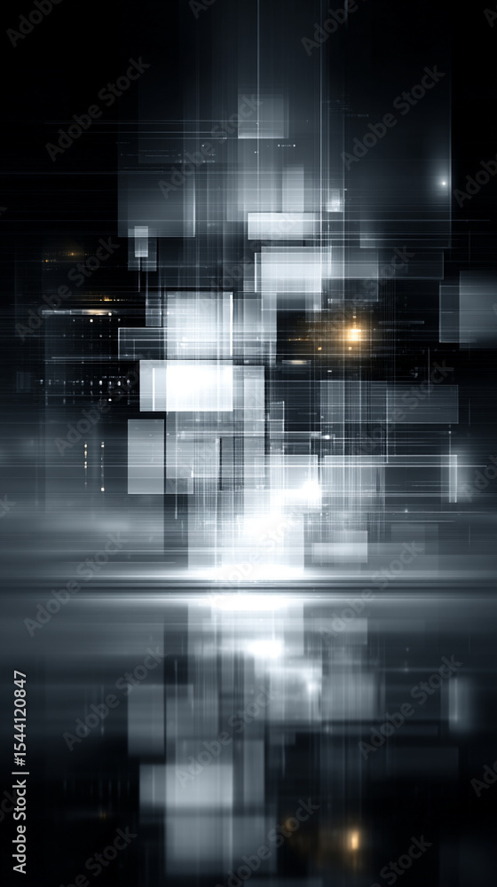 Poster abstract silver technology background with horizontal lines and blocks. digital network design symbo