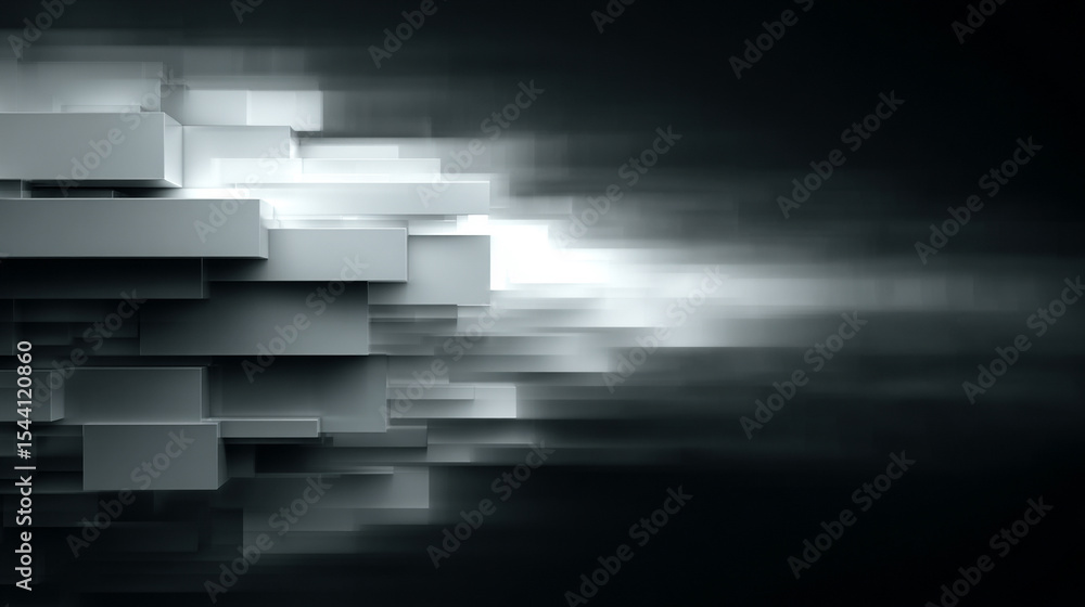 Poster abstract silver technology background with horizontal lines and blocks. digital network design symbo
