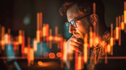 Investor studying digital financial data