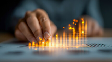 Investor reviews financial chart online