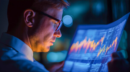 Investor reviewing digital financial chart
