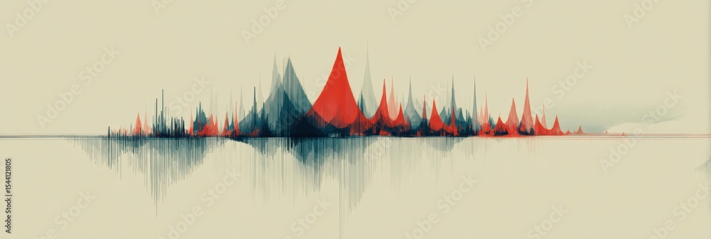 Aufkleber Abstract Tension Line Graph Showing Risk With Red Spikes Highlighting Fluctuations and Minimal Top Margin