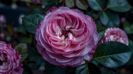 Elegant Lavender Rose Close-Up: Detailed Floral Portrait with Soft Petals and Rich Green Foliage for Romantic and Natural Beauty