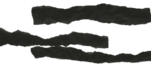 Dark torn pieces of paper floating in an abstract space evoking feelings of loss decay or on transparent background