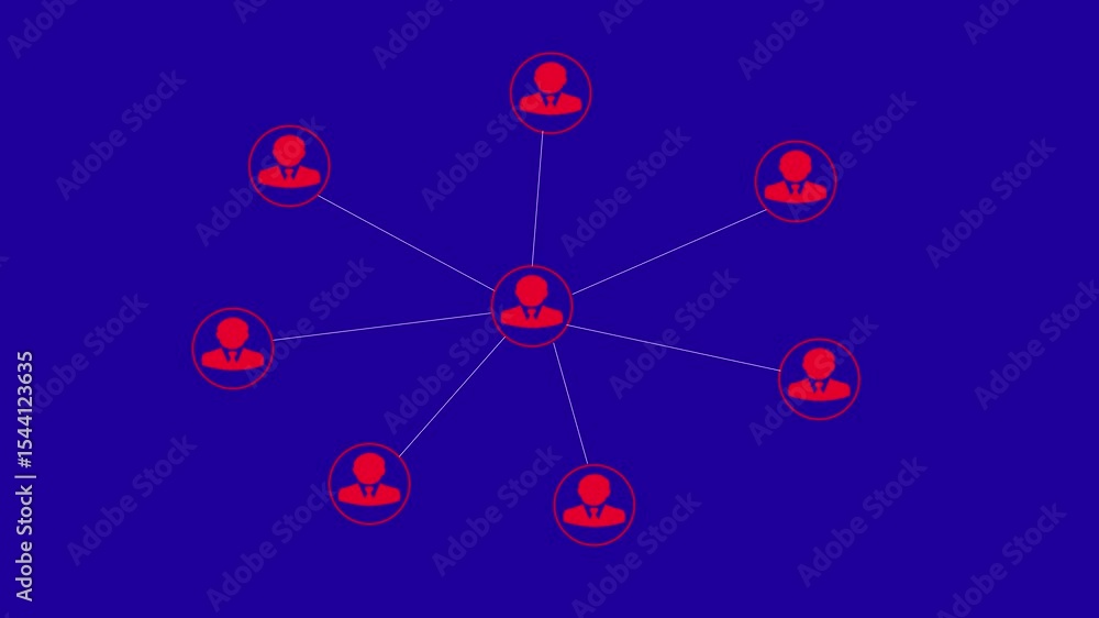 Poster motion graphic of blue technology icon network connection abstract background animation people on th