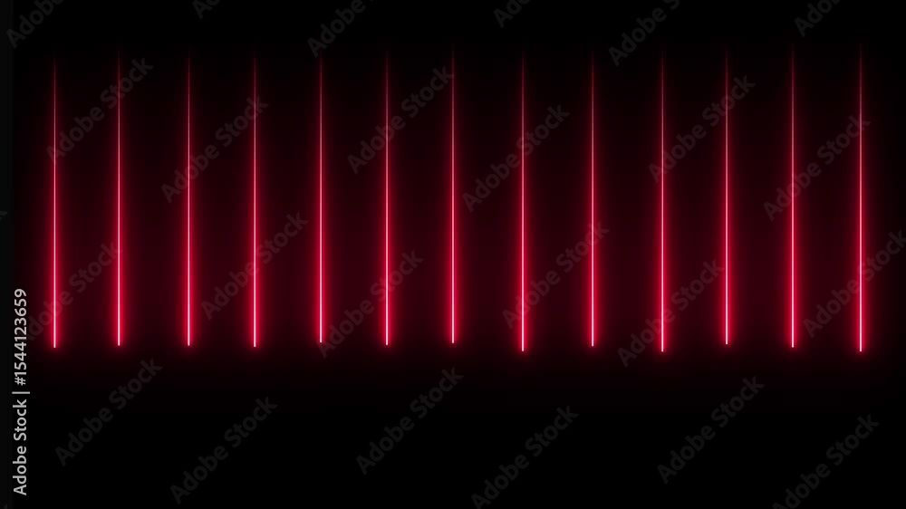 Poster abstract glowing neon lights blinking lines moving animation. neon line red color down hand moving .