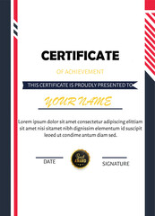 Certificate of achievement template with decorative borders and text blocks