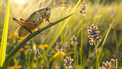 Butterfly perched on yellow flower in sunny meadow