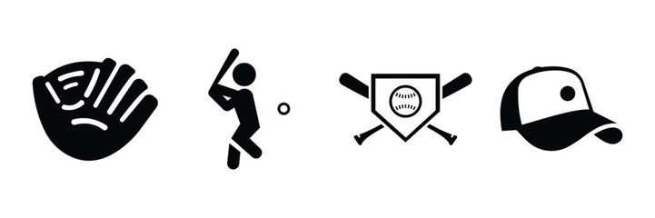 Obraz premium Baseball related vector icons set