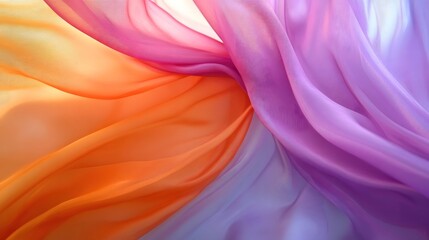 Obraz premium Flowing Sheer Fabric with Vivid Orange - Purple Color Gradient for Background and Design Projects 