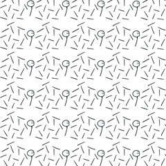 Texture in the form of sticks scattered across the canvas and primitively drawn human's heads characters.