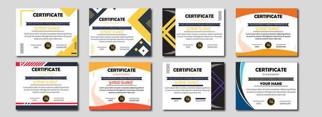 Collection of modern certificate templates with various designs