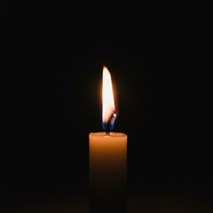 A Single Candle Flame Illuminating the Darkness: A Study in Light and Shadow
