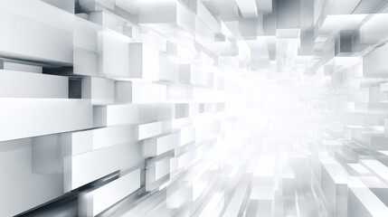 Fototapeta premium 立体的な白のブロックが並ぶ未来的構図