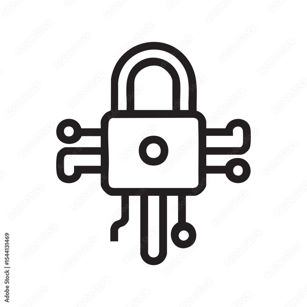 Poster digital security concept with a padlock and circuitry design