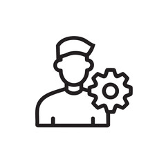 Man with gear symbolizing engineering and technology skills