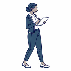 Businesswoman walking clipboard notes taking professional woman