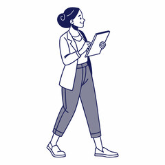 Woman walking using tablet digital device technology business professional