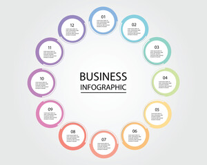 Business Infographic modern design template for banners and infographics for 12 circle step