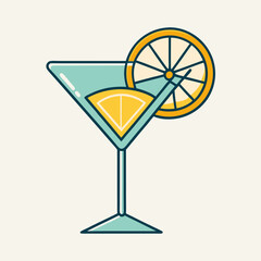 Refreshing summer cocktail martini drink orange slice garnish