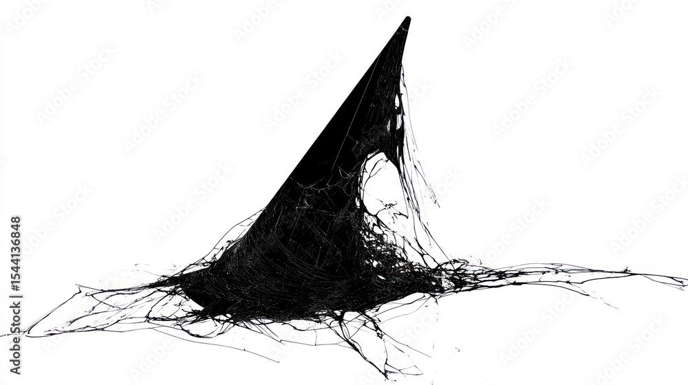 Aufkleber abstract black cone form with intricate, web-like details