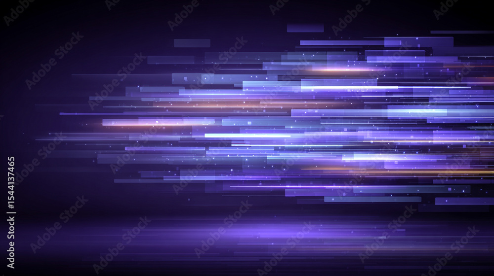 Poster purple technology background with horizontal lines and blocks. abstract digital backdrop representin