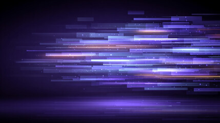 Purple technology background with horizontal lines and blocks. Abstract digital backdrop representing data transfer and network systems. Sleek design for business presentations and tech concepts.

