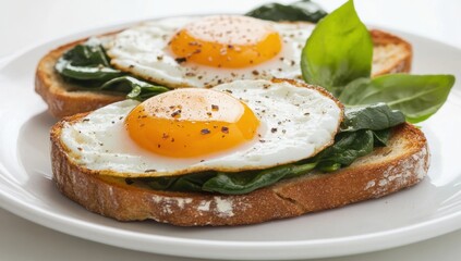 Scrumptious Fried Eggs on Spinach Toast