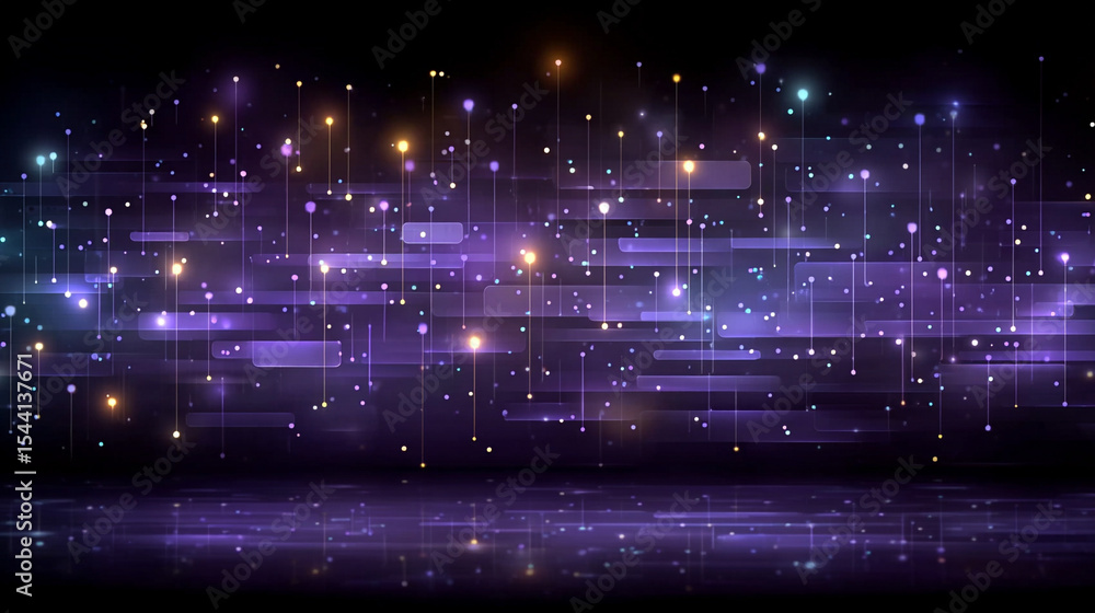 Poster purple technology background with horizontal lines and blocks. abstract digital backdrop representin