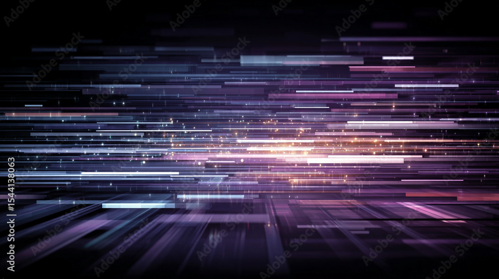 Poster purple technology background with horizontal lines and blocks. abstract digital backdrop representin
