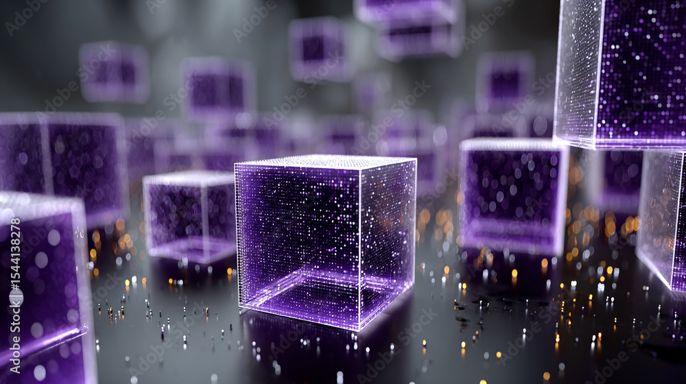 Poster purple technology background with horizontal lines and blocks. abstract digital backdrop representin