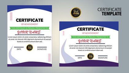 Modern certificate of achievement template design