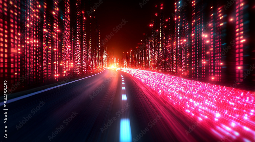 Poster high-tech futuristic sci-fi textured background with glowing neon elements, intricate circuit patter