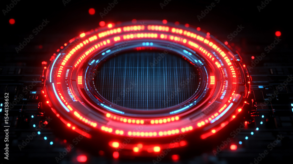 Poster high-tech futuristic sci-fi textured background with glowing neon elements, intricate circuit patter
