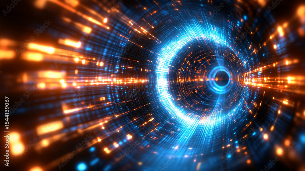 Poster high-tech futuristic sci-fi textured background with glowing neon elements, intricate circuit patter