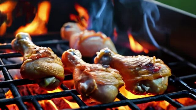 Chicken Drumsticks on Fired Up Grill  bbq time , july 4 or july 1 indepenedence day created with generative ai