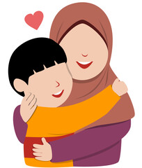 Loving Embrace: Mother and Son in Tender Hug