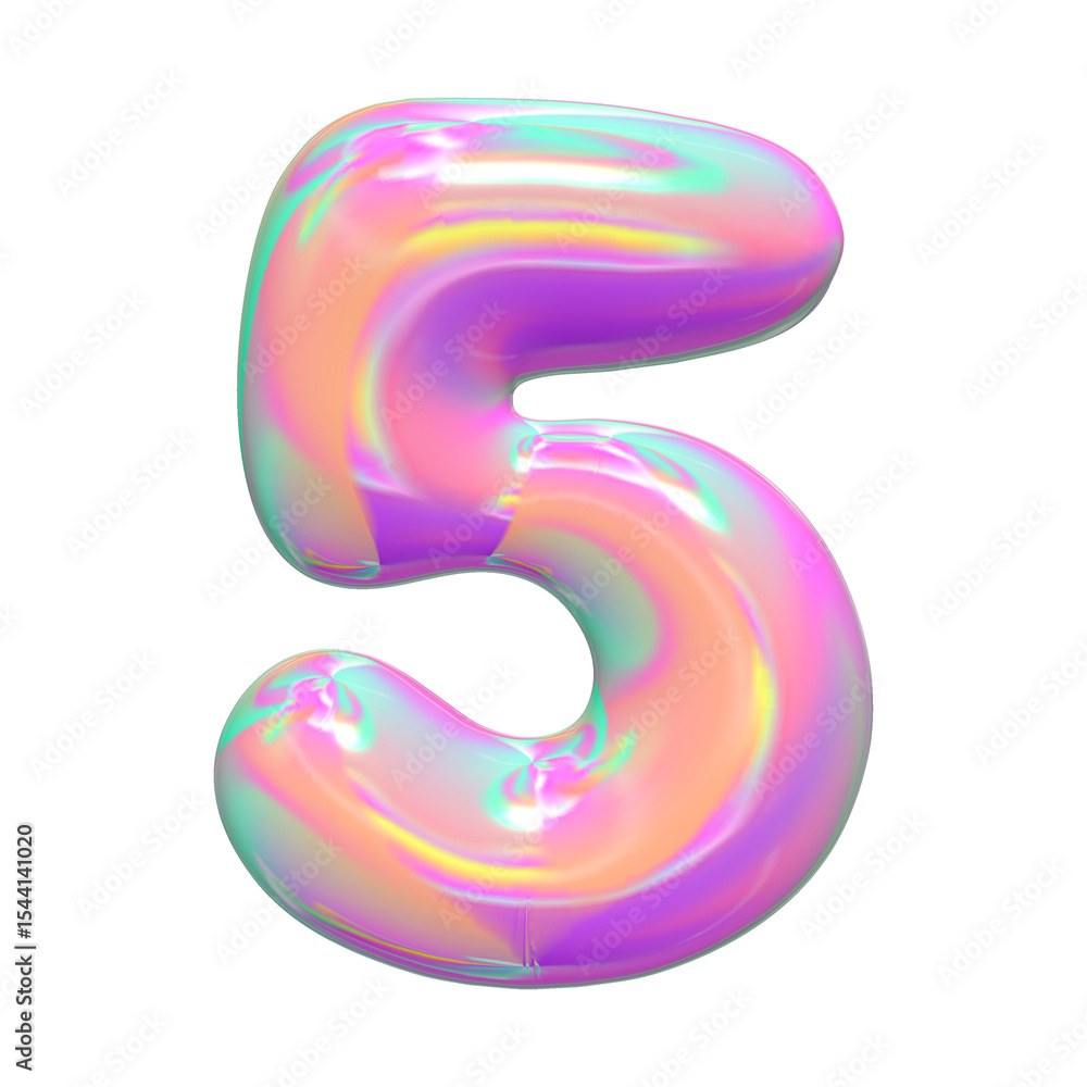 Fototapete 3d render of colorful letters and numbers