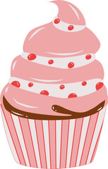 Delicious Pink Cupcake with Swirl Frosting and Sprinkles