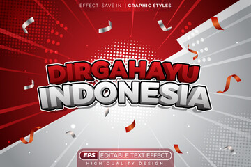 Editable 3d vector text effect dirgahayu indonesia for festival