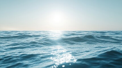 Obraz premium Calm ocean sunrise, tranquil water surface, serene horizon
