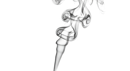 Abstract Gray Smoke Swirls on White Background.