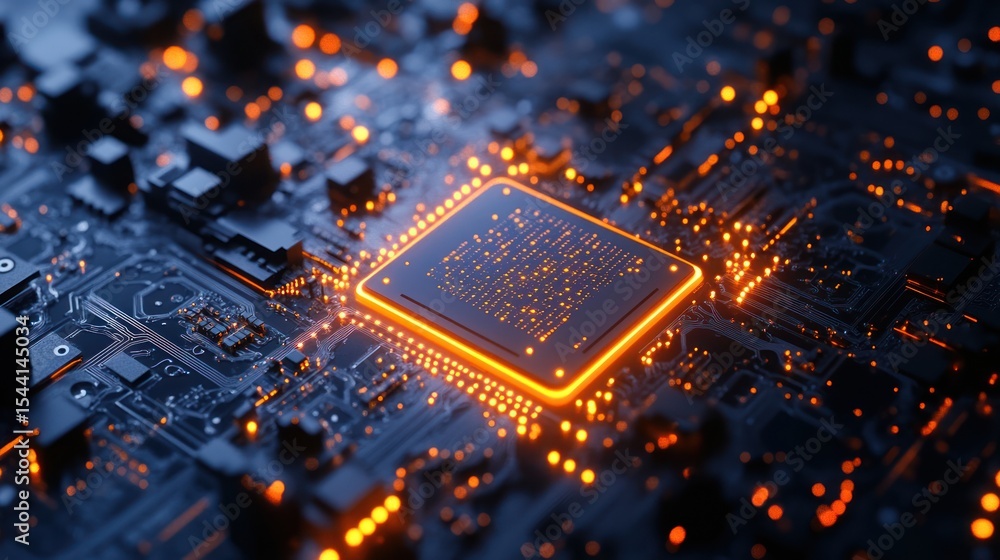 Aufkleber illuminated cpu on circuit board, intricate design