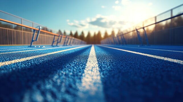 Track Running Lane Sunlight Outdoors. Possible Use Sports Photography