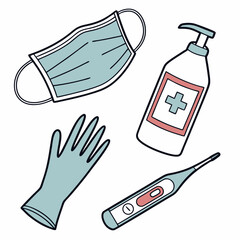 Professional medical kit icons transparent background